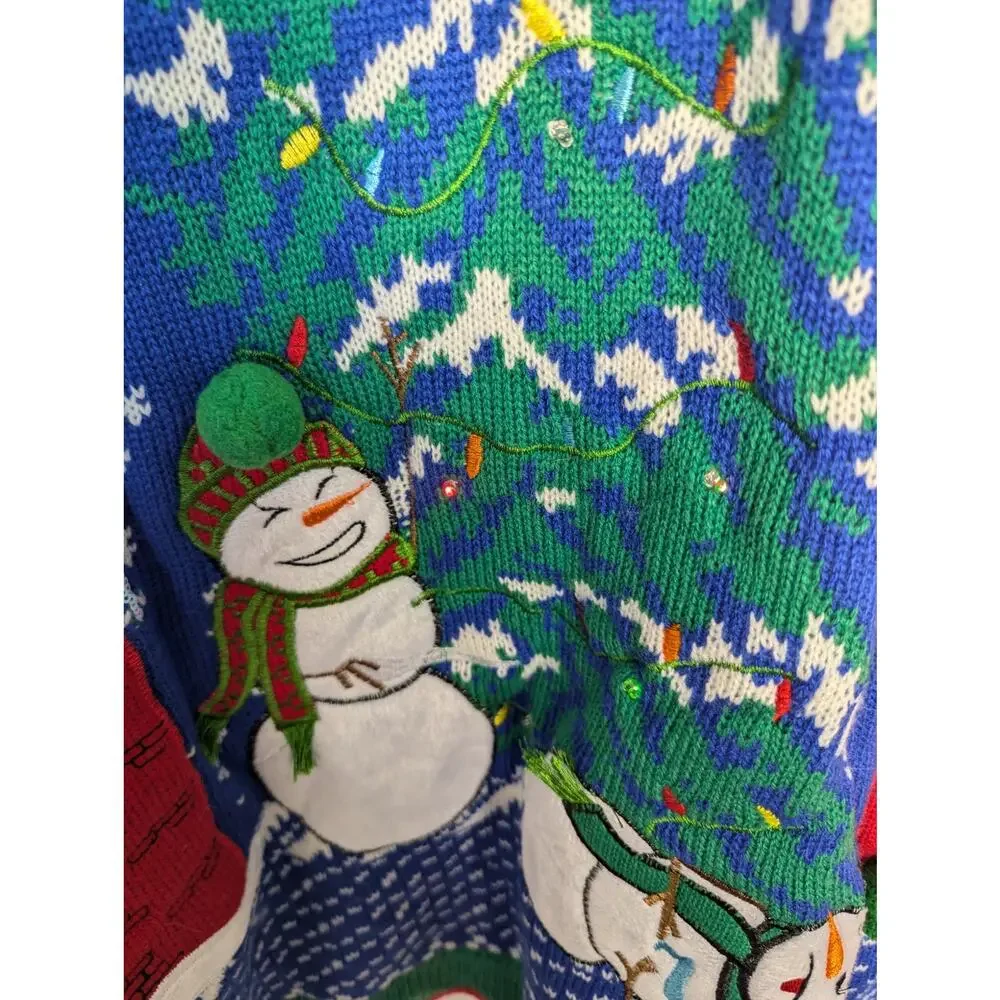Jolly Sweaters Men's Light Up Snowman Icicle Ugly Christmas Sweater